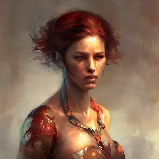 Prompt: a beautiful painting of a nord woman, by raymond swanland, featured on artstattion