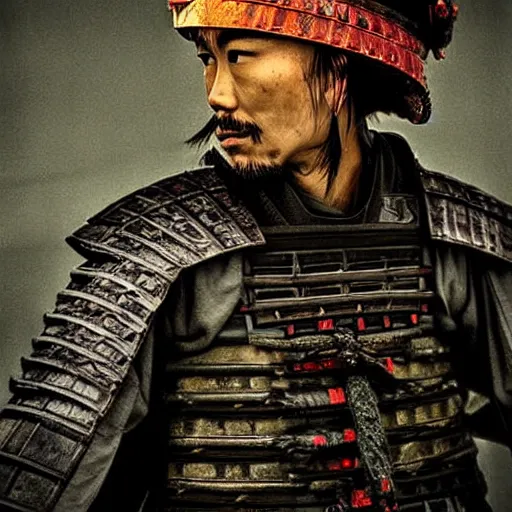 Image similar to fantastic samurai portrait, atmospheric