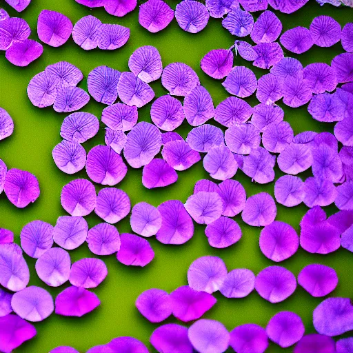 Image similar to closeup photo of lone purple petal flying above a city, aerial view, shallow depth of field, cinematic, 8 0 mm, f 1. 8