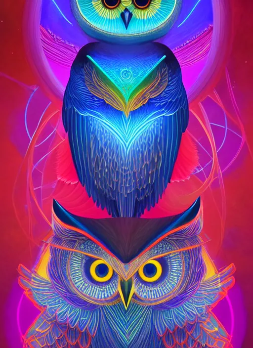 Image similar to symmetry!! product render poster vivid colors divine proportion owl, cosmos, glowing fog intricate, elegant, highly detailed, digital painting, artstation, concept art, smooth, sharp focus, illustration,