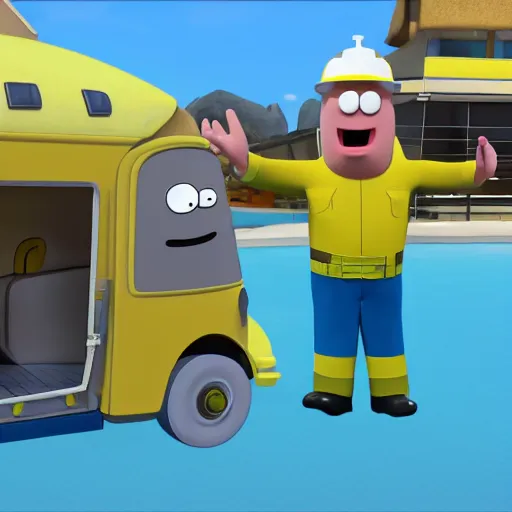 Image similar to bob the builder in bikini bottom, unreal engine 5
