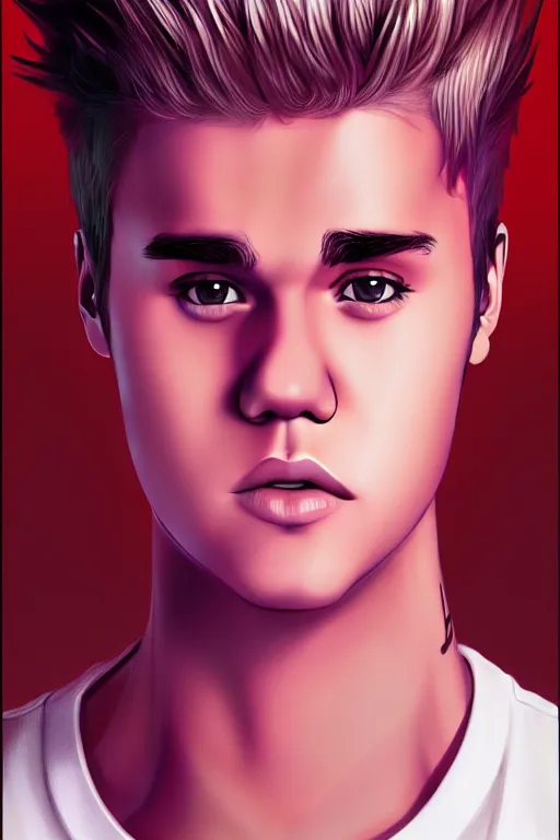 Image similar to justin bieber, manga cover art, detailed color portrait, artstation trending, 8 k, greg rutkowski