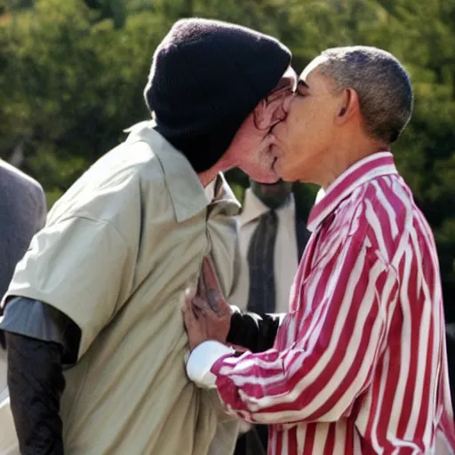 Image similar to Walter White kissing Obama