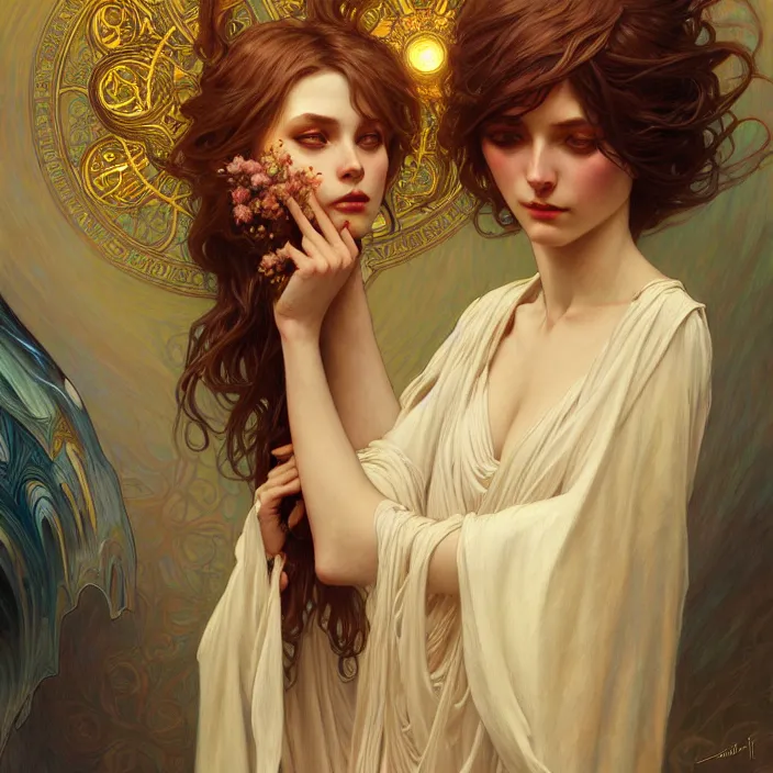 Image similar to Elohim, diffuse lighting, fantasy, intricate, elegant, highly detailed, lifelike, photorealistic, digital painting, artstation, illustration, concept art, smooth, sharp focus, art by John Collier and Albert Aublet and Krenz Cushart and Artem Demura and Alphonse Mucha