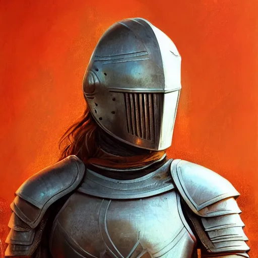 Image similar to a movie still frame, a beautiful female knight in armor, medium portrait, oil on linen, high quality, hi resolution, trending on artstation, movie concept art,