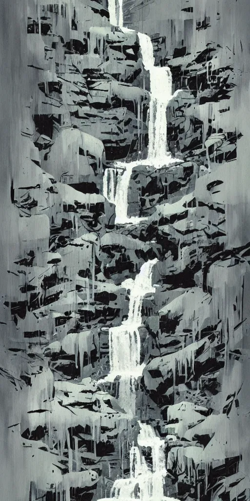 Image similar to eerie waterfall, ashley wood illustration