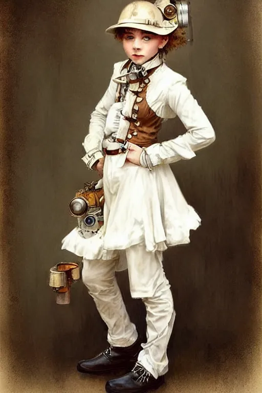 Prompt: ( ( ( ( ( 2 0 5 0 s retro future 1 0 year old adventurer in white jungle steampunk costume full portrait. muted colors. ) ) ) ) ) by jean - baptiste monge!!!!!!!!!!!!!!!!!!!!!!!!!!!!!!