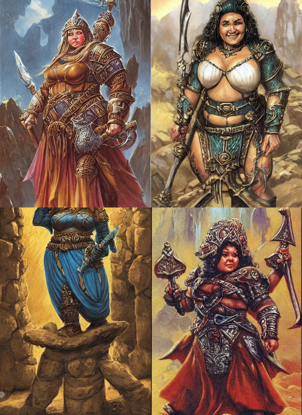 Prompt: female dwarven queen, chubby short stature | by jeff easley