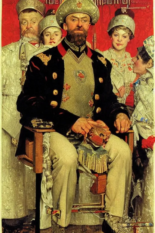 Prompt: russian tsar ivan iv, poster, by norman rockwell