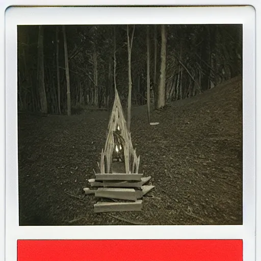 Prompt: Blair witch occult sacrifice real Polaroid photo