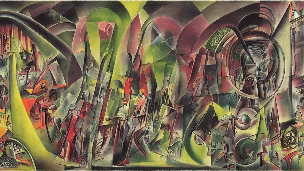 Image similar to a vision of interdimensional transport, by roberto matta