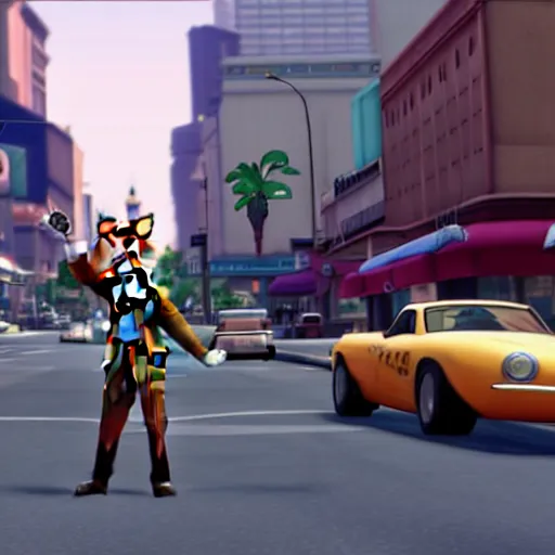 Image similar to Screenshot from Grand Theft Auto III featuring Nick Wilde (from Zootopia)