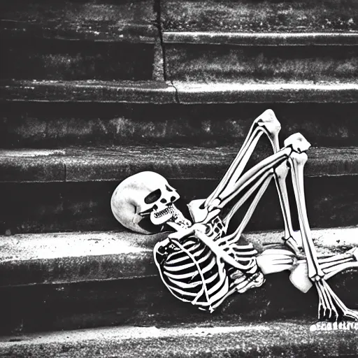 Prompt: skeleton chilling