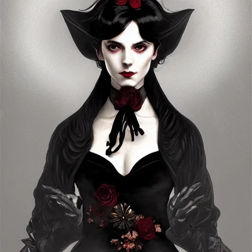 Prompt: an elegant single victorian vampire holding lovingly a black and white domestic cat, portrait, intricate, elegant, highly detailed, digital painting, artstation, concept art, rough, sharp focus, illustration, art by artgerm and greg rutkowski and alphonse mucha and cris ortega and serge birault