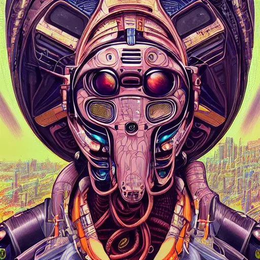 Image similar to high quality high detail biomechanical portrait of diesel punk in an alien world, metroid head, mekka, tristan eaton, victo ngai, artgerm, rhads, ross draws, hyperrealism, intricate detailed, alphonse mucha, 8 k, sci - fi, pastel colors, artstation,