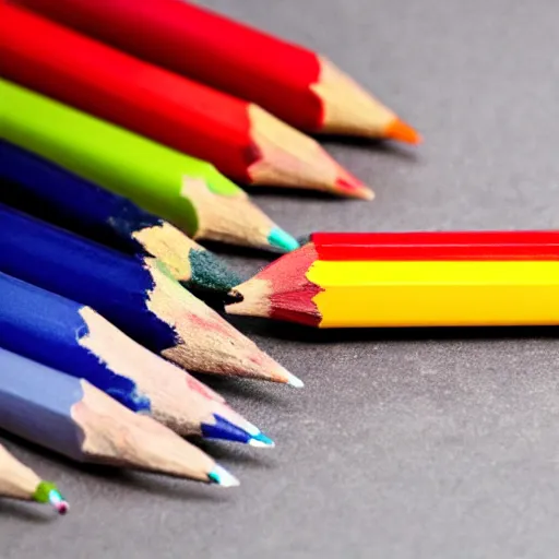 Image similar to crayon drawing of a pencil next to a pencil drawing of a crayon