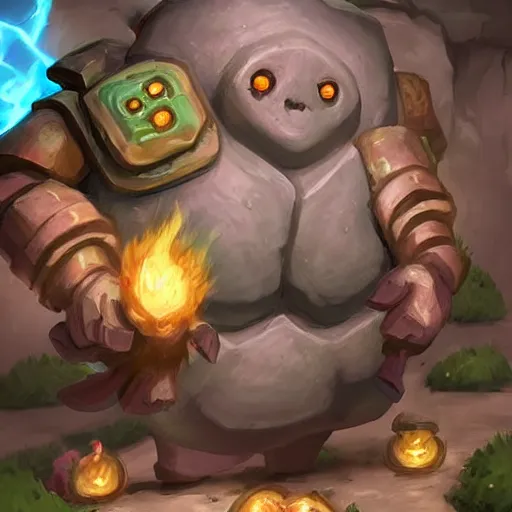 Image similar to ((((rock elemental golem spirit)))), dust and rock theme, hearthstone art style, epic fantasy card game art