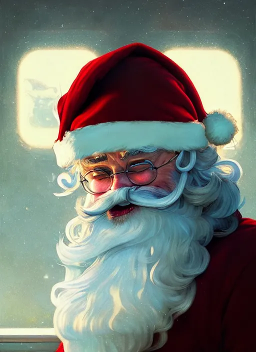 Prompt: Highly detailed portrait of santa claus on cocaine, in GTA V, Stephen Bliss, unreal engine, fantasy art by Greg Rutkowski, Loish, Rhads, ferdinand knab, Makoto Shinkai and Lois van baarle, ilya kuvshinov, rossdraws, Tom Bagshaw, alphonse mucha, global illumination, radiant light, detailed and intricate environment