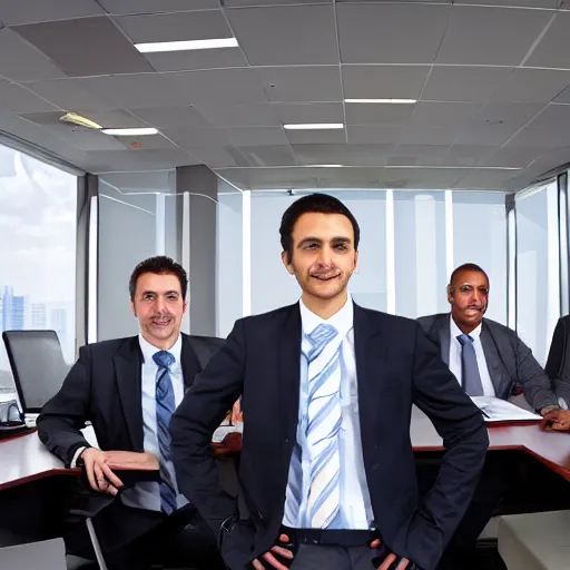 Prompt: rat businessmen in an office, wide angle