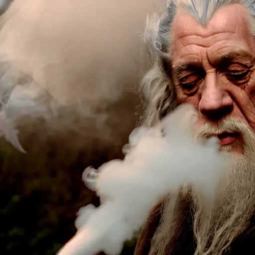 Image similar to gandalf blowing smoke circles