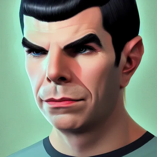 Image similar to ZACHARY QUINTO SPOCK, hyperdetailed + artstation + cgsociety + 8k