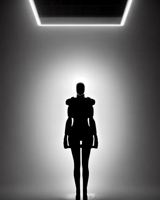 Prompt: black and white high quality photo of a beautiful female AI vegetal-cyborg looking into a sci-fi mirror, volumetric lighting, liminal space, brutalism, foggy, dreamy, hyperdetailed, bokeh, photorealistic, cinematic, masterpiece, Metropolis, elegant, dark, in the style of Horst P. Horst, octane render, 8K,