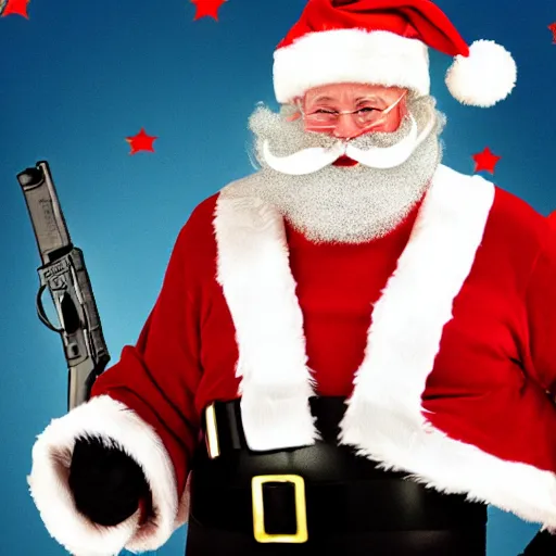 Prompt: Santa with with a Gun
