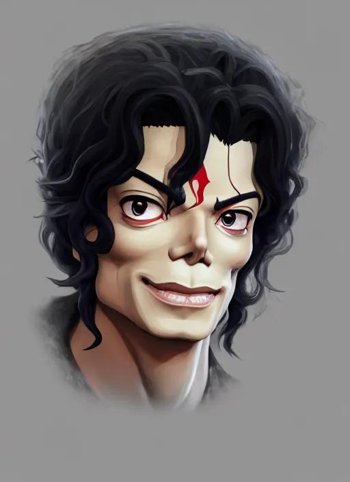 Prompt: centered!! macro head portrait of medieval king michael jackson, artstation, detailed cartoon, elegant, digital painting, concept art, smooth, sharp focus, illustration, ghibli, makoto shinkai, don bluth, fujita goro, jean giraud, akihiko yoshida, tom whalen 8 k