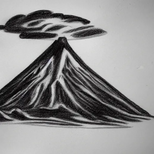 Prompt: a volcano, pencile sketch art