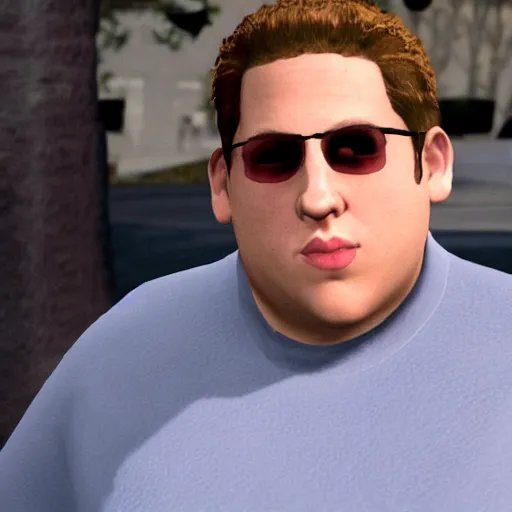 Prompt: jonah hill as a gta san andres character