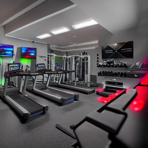 Prompt: photo of a rgb gaming gym