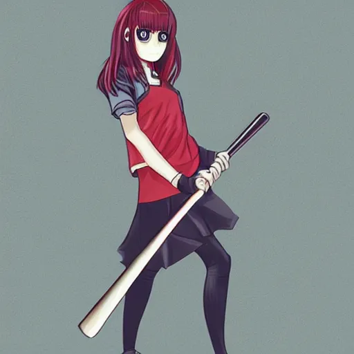 Image similar to girl with baseball bat in manga style