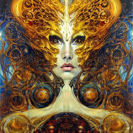 Prompt: Divine Chaos Engine by Karol Bak, Vincent Van Gogh, and Gustav Klimt