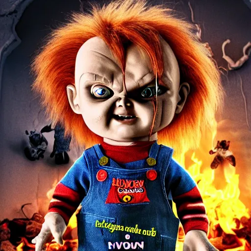 Image similar to Chucky versus Demonic Toys movie poster