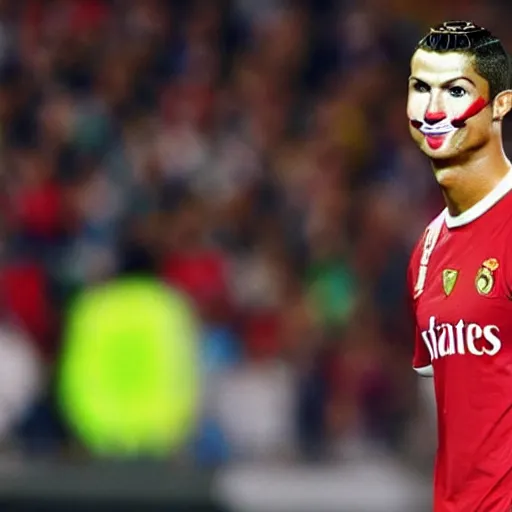 Image similar to cristiano Ronaldo as a clown