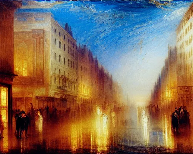 Prompt: a toyko street painting by j. m. w. turner.