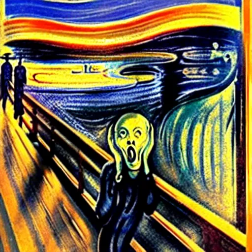 Prompt: The Scream by Salvador Dalí, detailed, surrealism, accurate, award wining, original modern artwork, rgb, ethereal lighting