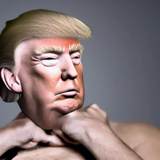 Image similar to donald trump wearing nappy, hyper realistic, wide shot, photography, award winning, 8 k,