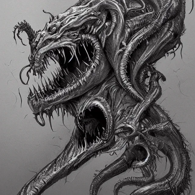 concept art of a impossiblely long demonic wormlike | Stable Diffusion ...