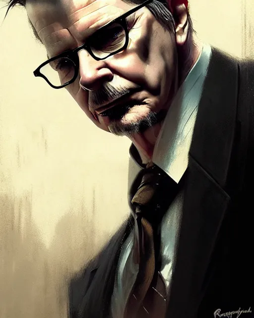 Image similar to adult gary oldman as hitman agent 4 7, pulp character portrait, ultra realistic, concept art, intricate details, highly detailed by greg rutkowski, gaston bussiere, craig mullins, simon bisley