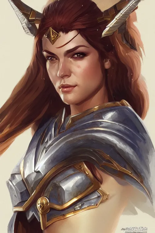 Image similar to amazon valkyrie athena, d & d, fantasy, portrait, highly detailed, headshot, digital painting, trending on artstation, concept art, sharp focus, illustration, art by artgerm and greg rutkowski and magali villeneuve