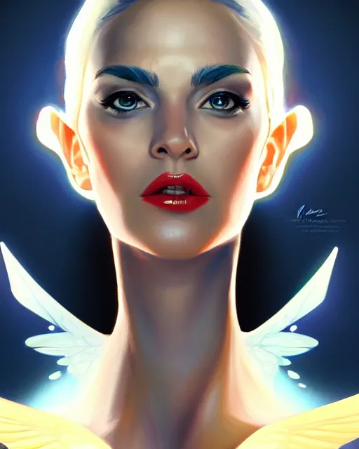 Prompt: three qurter view of a powerful pretty woman with wings, digital painting, artstation, concept art, smooth, sharp focus, illustration, disney, symmetry face, fine details. art by alex ross, brittney lee