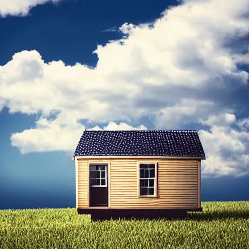 Prompt: small house floating in the sky