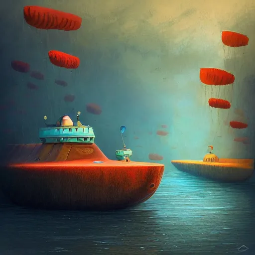 Image similar to colorful submarines by gediminas pranckevicius