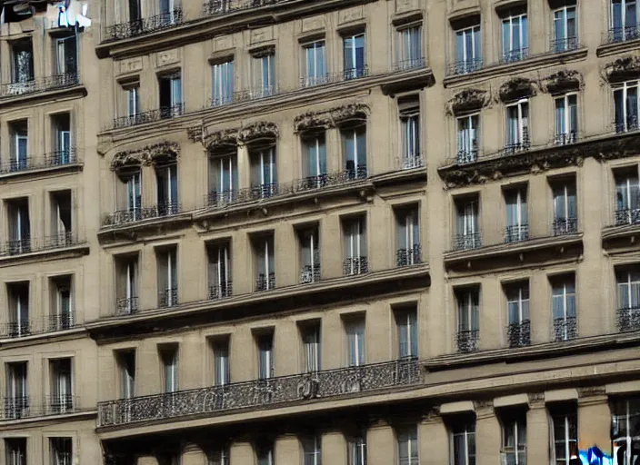 Image similar to pressure blast wave through Haussmann buildings in Paris, photograph, movie still, sharp, in focus, intricate, highly detailed, by Li Chevalier