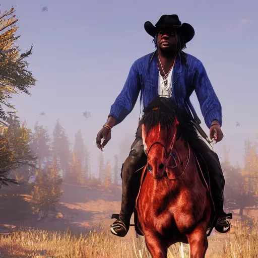 Image similar to Rapper Chief Keef In red dead redemption 2 digital art 4K quality super realistic