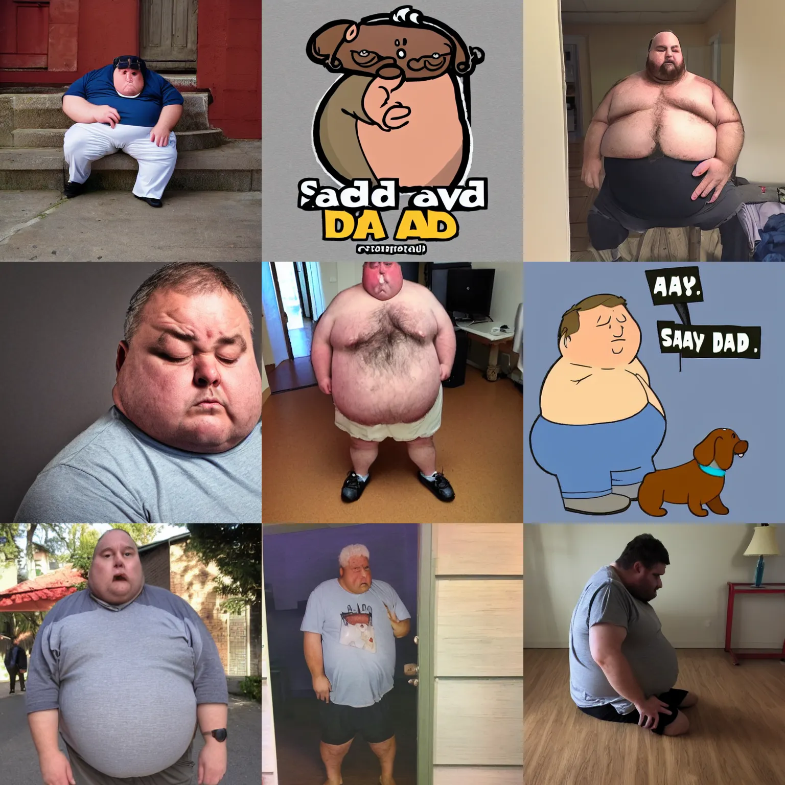 a sad, fat dad | Stable Diffusion | OpenArt