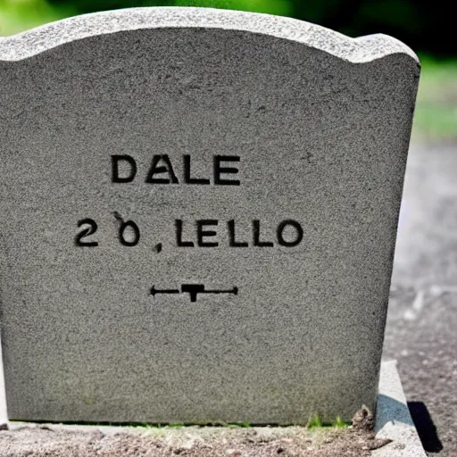 Image similar to a tombstone with dalle 2 written on it
