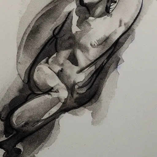 Image similar to ink water wash gesture drawing by an old master