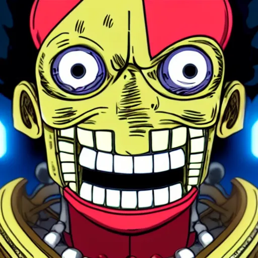 Image similar to a photo of franky the cyborg from one piece, hyper realistic face, cinematic, long shot, hyper deatiled, 8 k resolution, sharp lends, wide lens